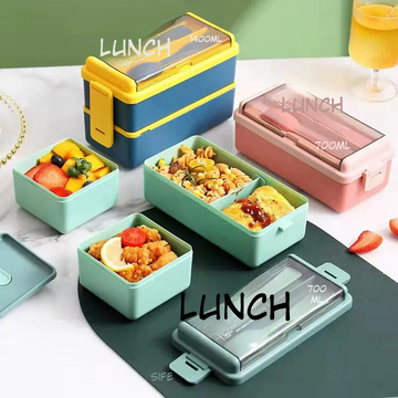 Portable Double-Layer Compartment Bento Box